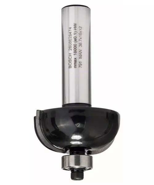 Fraise à canneler à roulement R12 mm, 2 tranchants carbure, tige